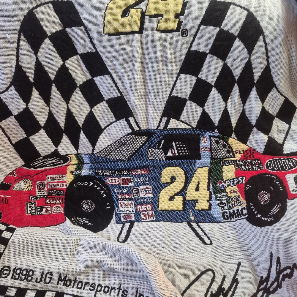 Nascar Racing Car Blanket with Red and Blue Design
